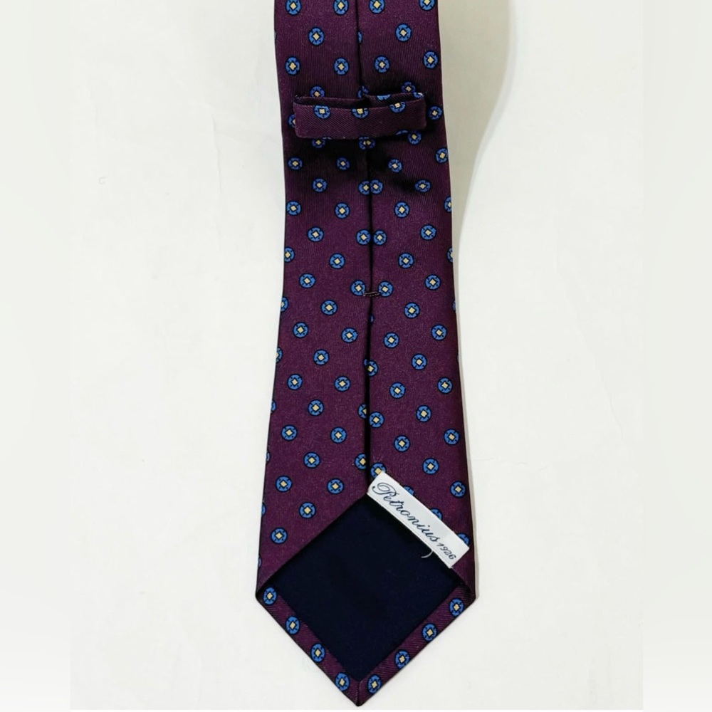 Petronius 1926 Purple Blue Floral Knit Wool Silk Necktie Tie Made in Italy